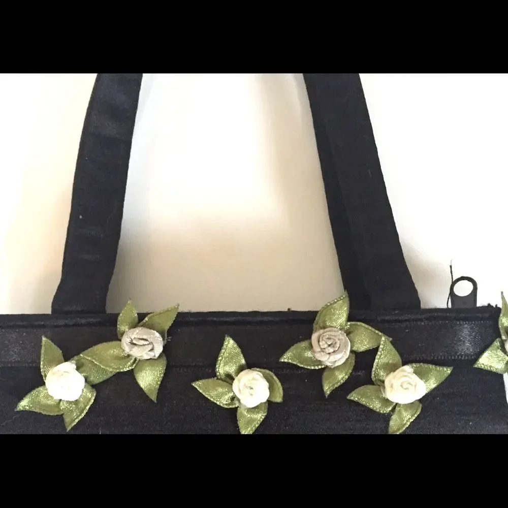 [Bloomingdale's] Small Black Silk Flower Evening Bag - Picture 2 of 4
